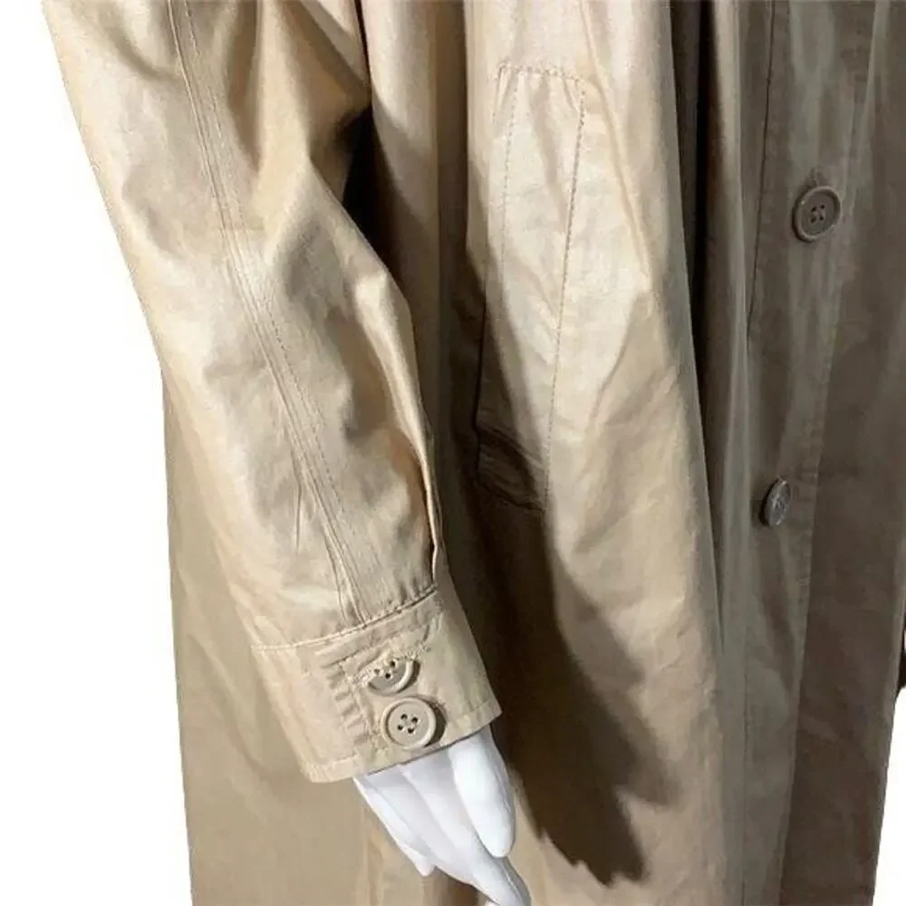 Vintage Tres Elle Womens Full Length Trench Coat Jacket Tan Brown Size 9 10 - Picture 6 of 12
